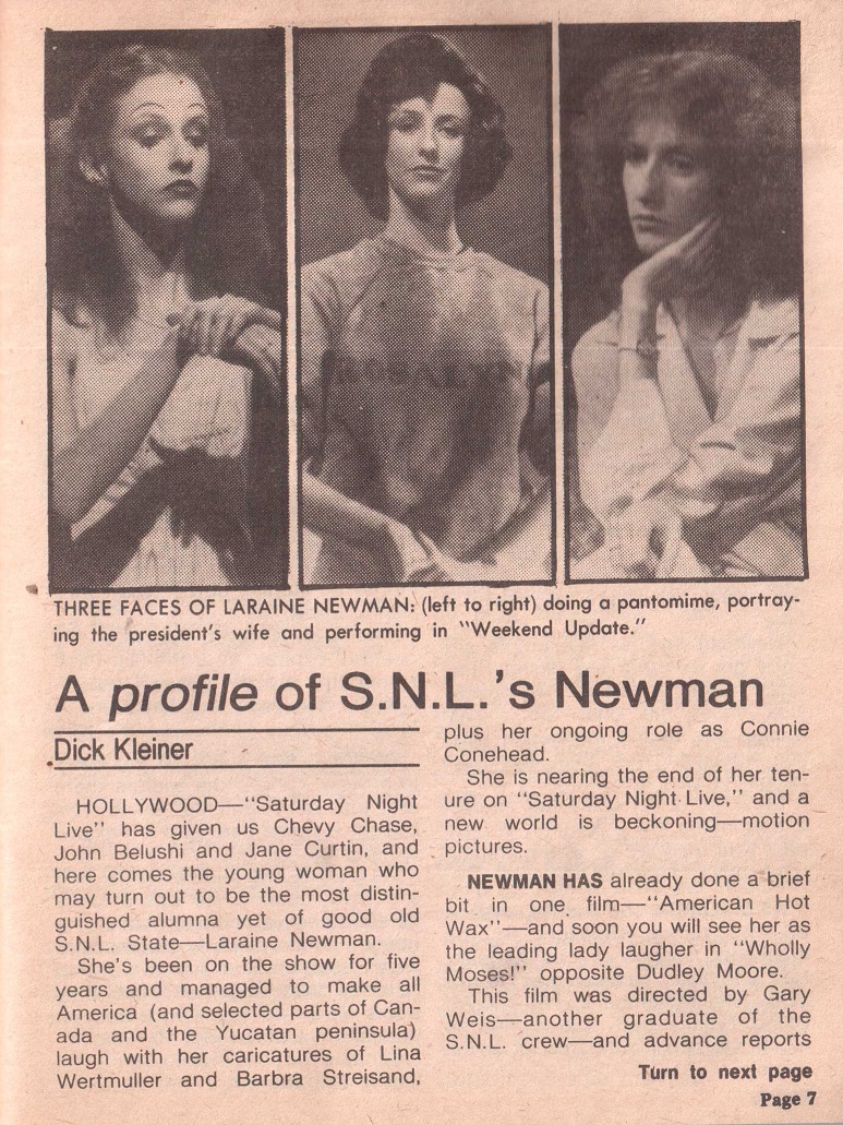 Happy Birthday to Laraine Newman, in 1952
Chicago Sun-Times TV Prevue.  June 1-7, 1980 