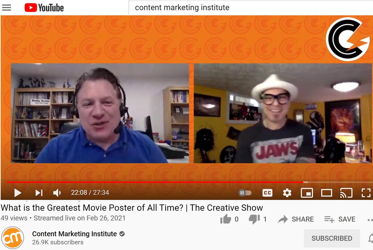 BuddyScalera's tweet photo. What is the Greatest Movie Poster of All Time? | The Creative Show https://t.co/lezGvvoTlw via @YouTube 

@jkkalinowski, @MoninaW &amp; I talk about #visualstorytelling in #Jaws and why it matters to #contentmarketing. 

#cmworld #movieposters #advertising #visualcontentstrategy https://t.co/MTTNNgmtaq