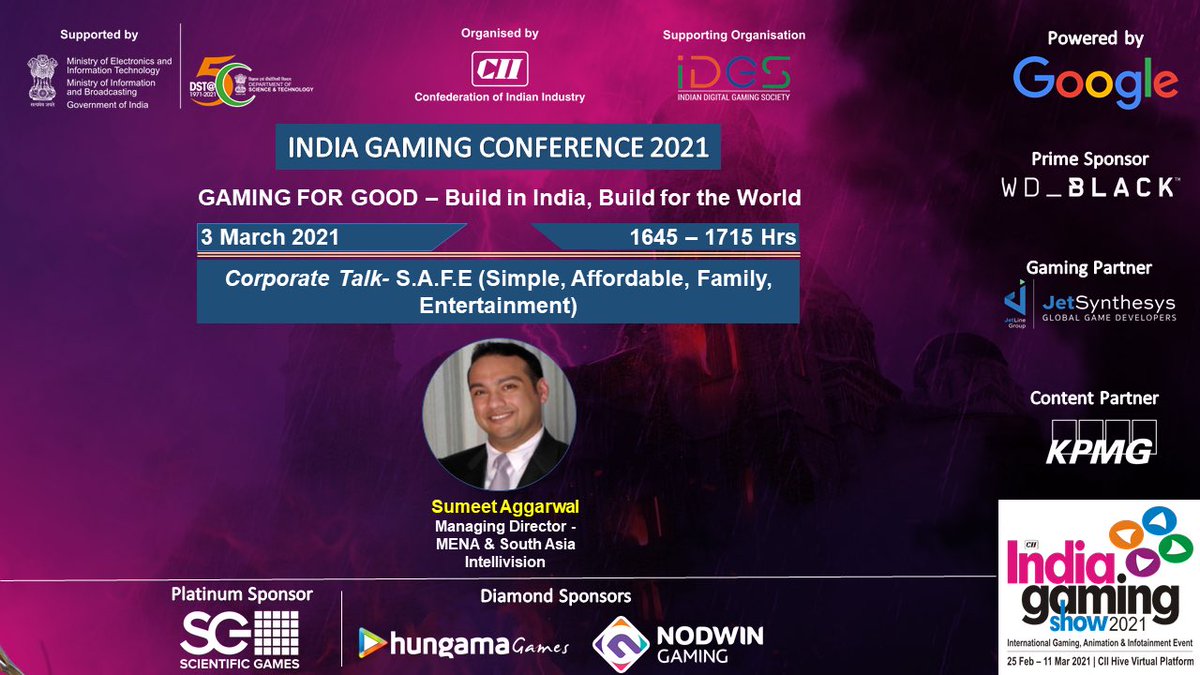 sumdaddy27's tweet photo. Looking forward to speaking tomorrow at 19:15 GMT (15:15 UAE Time) at the #IndiaGamingShow2021 in regards to “S.A.F.E gaming by #Intellivision” and about our updates to our upcoming console #IntellivisionAmico coming to #India... register to listen in at https://t.co/YFfcO1Ko1Z https://t.co/5Gb254mnn2