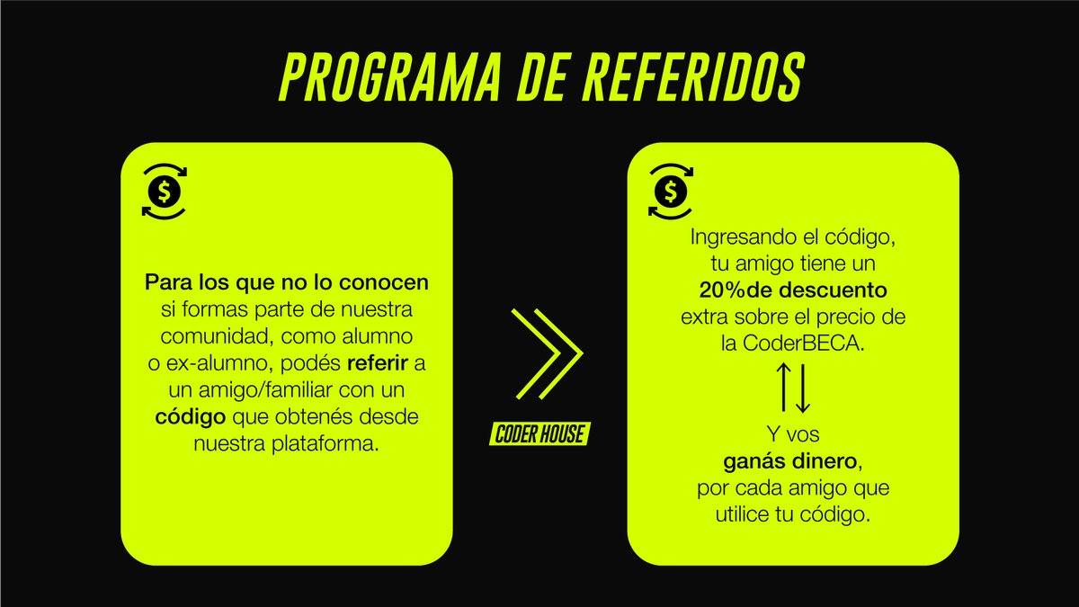 coderhouse's tweet photo. ¿Conocés nuestro #ProgramaDeReferidos?
👉Si referís a un amigo, le regalas un 20% OFF en todos nuestros cursos y carreras y vos, ganas dinero 🔥
¿Querés saber más? Hacé clic acá 👇:
https://t.co/aLoPxpkX4W https://t.co/SR2rIu7BeT