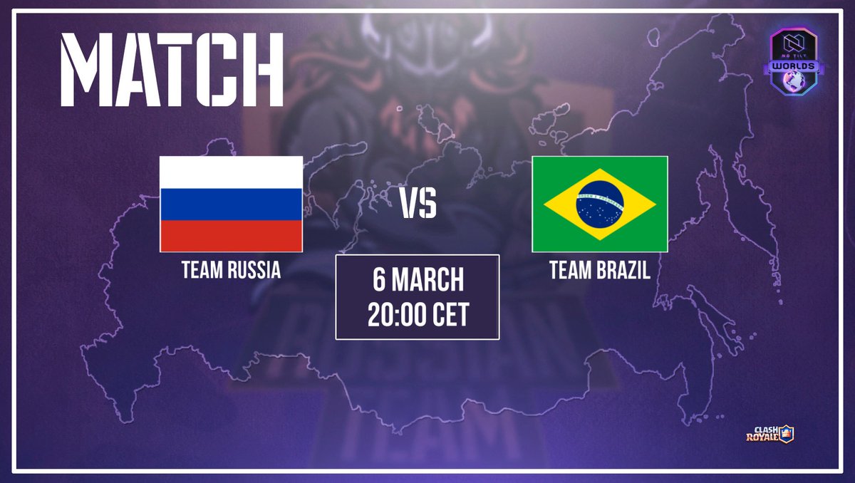 🔥 On March 6, we have to play with one of the best teams at NT Worlds

🔥 Our opponent will be - <a href="/SelBrasilCR/">Sel. Brasileira CR</a>🇧🇷

🔥 A difficult match is ahead, but we believe in our strength

13:00 Time CDMX🇲🇽  22:00 Moscow Time🇷🇺

#NTWorlds #RUSWIN