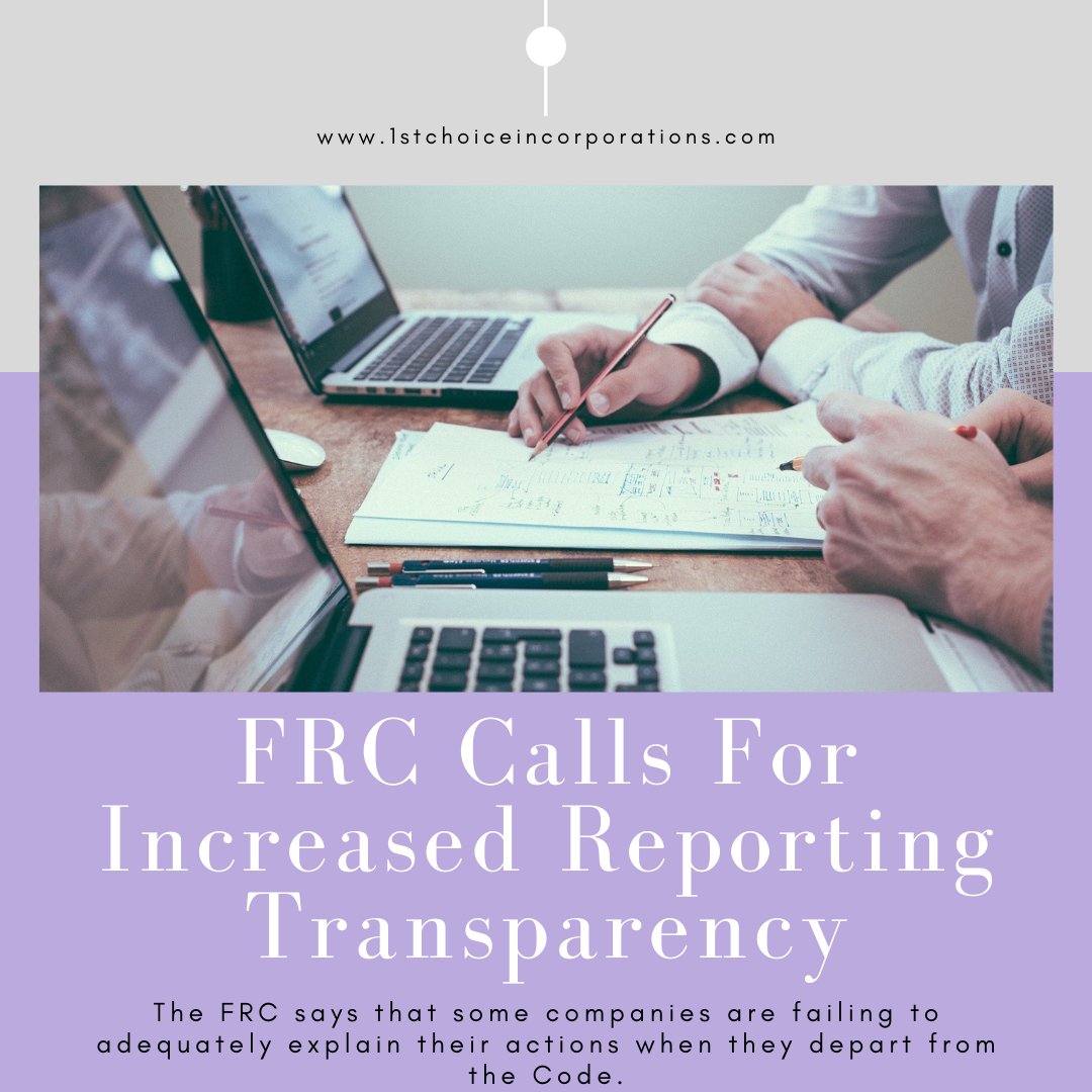 1stChoiceInc's tweet photo. The FRC calls for increase reporting transparency as it reveals that some companies fail to adequately explain why they have departed from the code. Visit the link below to read more: 
https://t.co/tqYaja69jt

#financialreportingcouncil #corporategovernance #frc #governancecode https://t.co/zbaNuWakxx