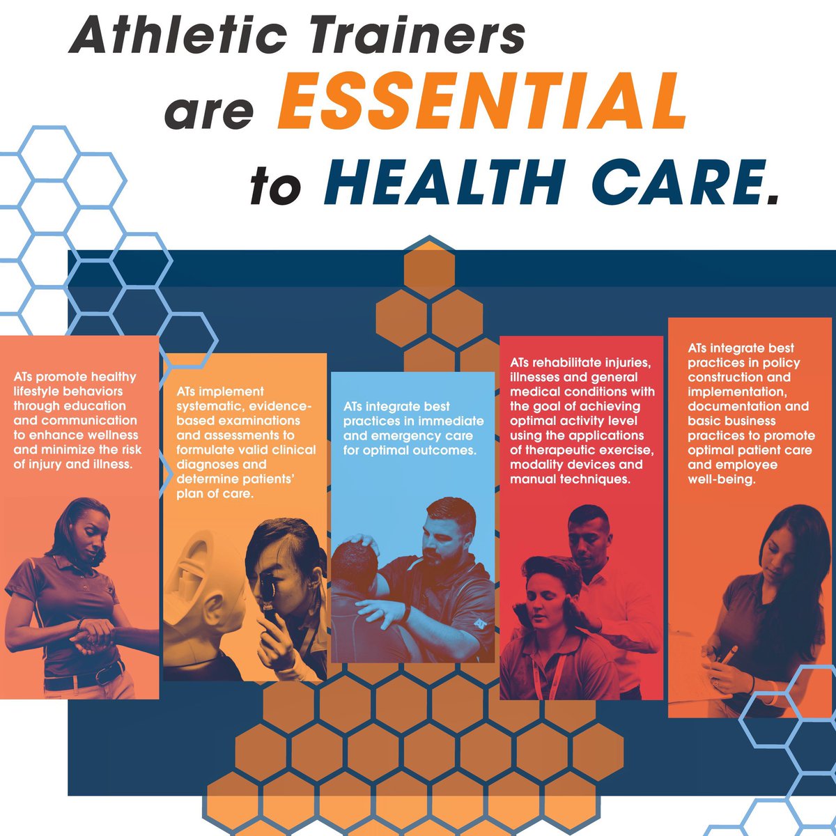 NTATS's tweet photo. National Athletic Training Month, here’s more about how ATs are #EssentialtoHealthCare. #NATM2021 https://t.co/Mh998zukwP