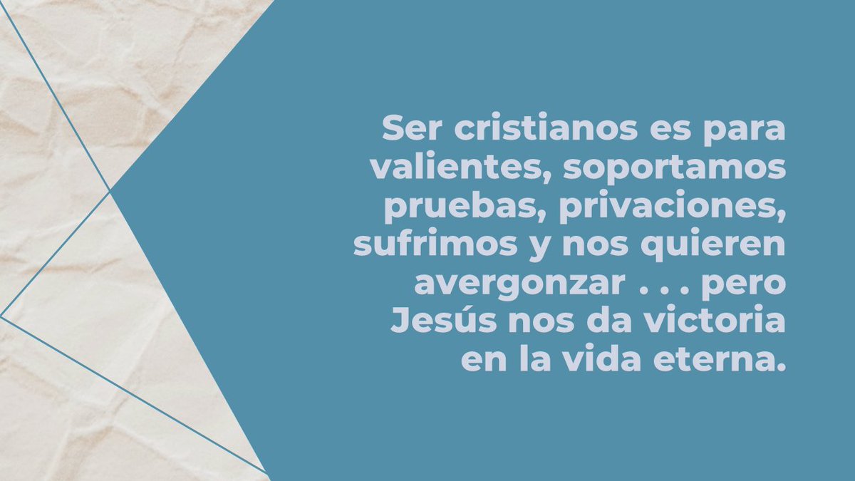 laredextremos's tweet photo. "Ser cristianos es para valientes, soportamos pruebas, privaciones, sufrimos y nos quieren avergonzar...pero Jesús nos da la victoria en la vida eterna."

#Sacrifica #2Timoteo #DesIgual https://t.co/Bt07dDG4ou