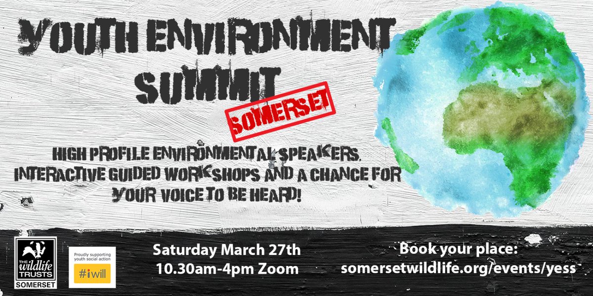 Help us spread the word about Youth Environment Summit Somerset (YESS) on Sat 27th March! It's via Zoom &amp; we're looking for passionate 11-18 yr olds in Somerset to join in!👉 somersetwildlife.org/events/yess #YESS <a href="/EcoHeathfield1/">Eco@Heathfield</a> <a href="/TAGreenParents/">Taunton Green Parents</a> <a href="/richuish/">Richard Huish College</a> <a href="/OBrightFuture/">Our Bright Future</a> <a href="/StrodeCollege/">Strode College</a>