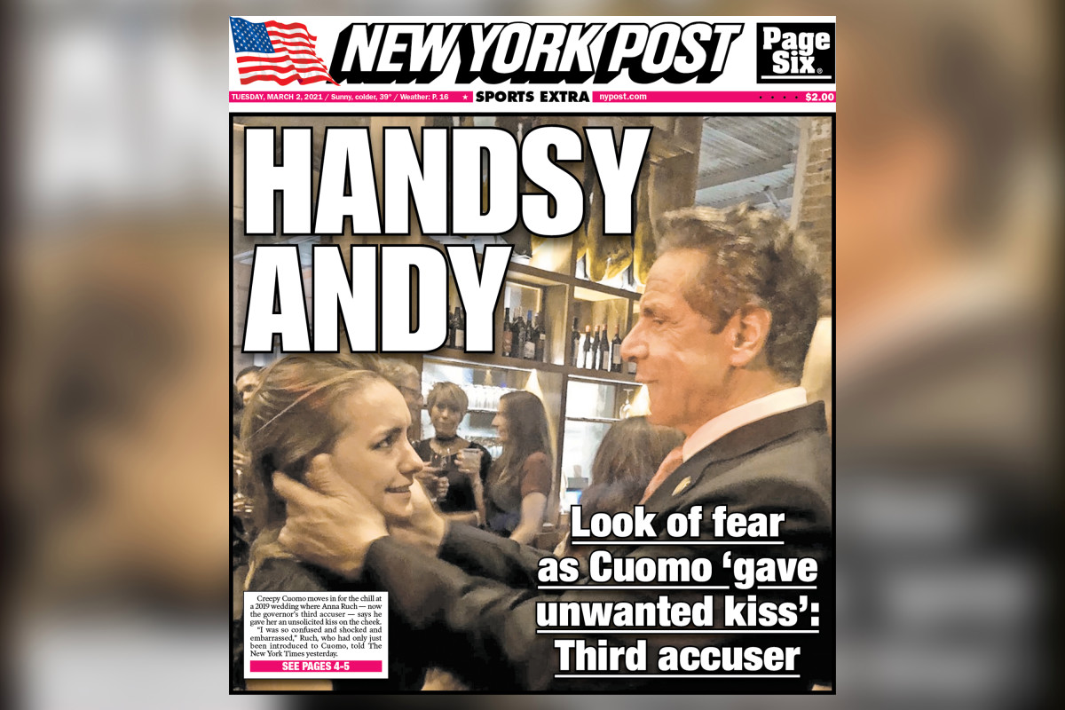 Today's cover Andrew Cuomo accused of making unwanted advances at wedding