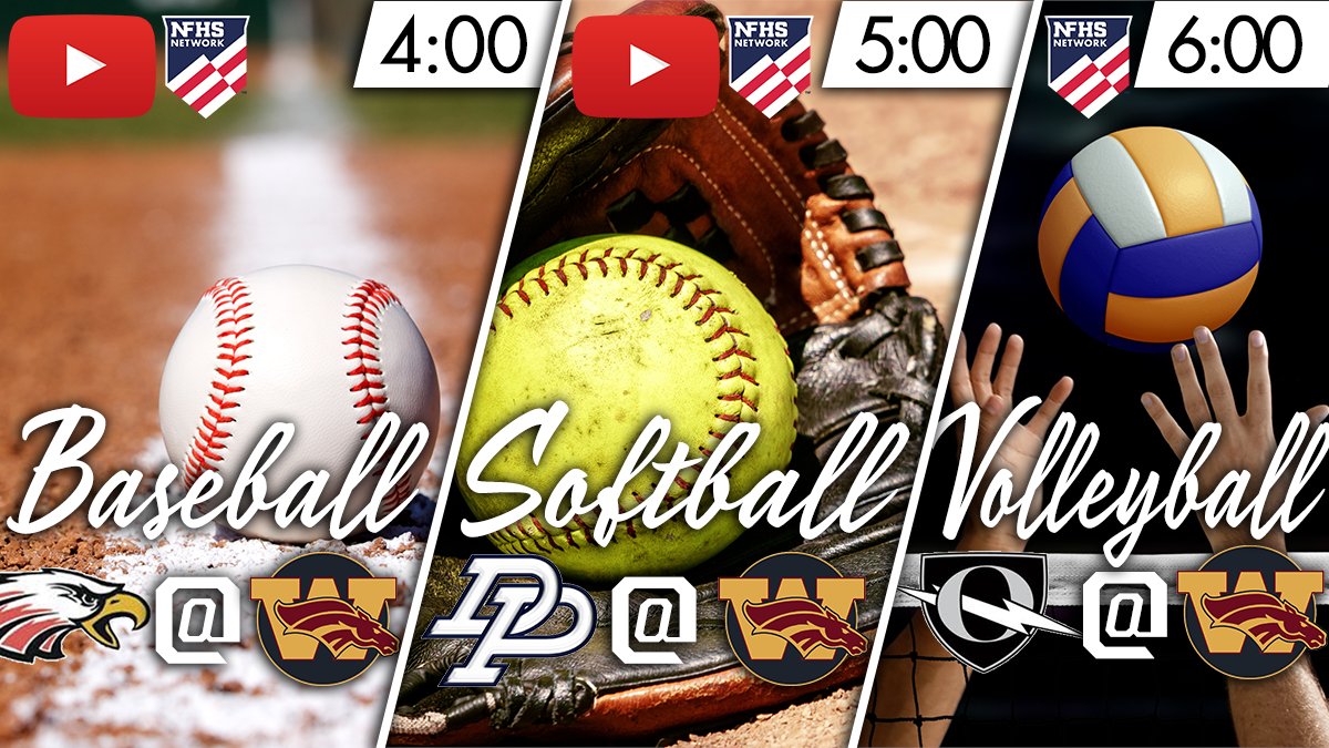 TODAY: Everyone is at Wekiva!
⚾ #WekivaBaseball hosts <a href="/GoEHSEagles/">Edgewater Athletics</a> at 4:00.
🥎 <a href="/WekivaSoftball/">Stang Gang</a> hosts <a href="/PantherZone/">Dr. Phillips HS Athletics</a> at 5:00.
🏐 #WekivaVolleyball hosts <a href="/OHSSportsTeams/">Olympia HS Athletics</a> at 6:00.

⚾🥎 on YouTube &amp; NFHS if Wi-Fi cooperates.
🏐 on NFHS only.

<a href="/osvarsity/">Sentinel Varsity</a> <a href="/ApopkaJohn/">John Peery</a> <a href="/ApopkaChiefNews/">Apopka Chief newspaper</a>
