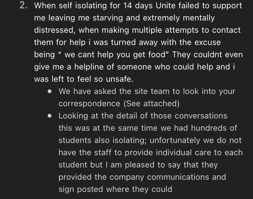 Citygal9's tweet photo. @UnitestudentsC @Unite_Student  Vile response from unite regarding my situation during isolation. Unite feels it’s acceptable to let their residents starve and feel unsafe. #unitestudents #coronavirusuk #uni https://t.co/Fg6oh46x6d