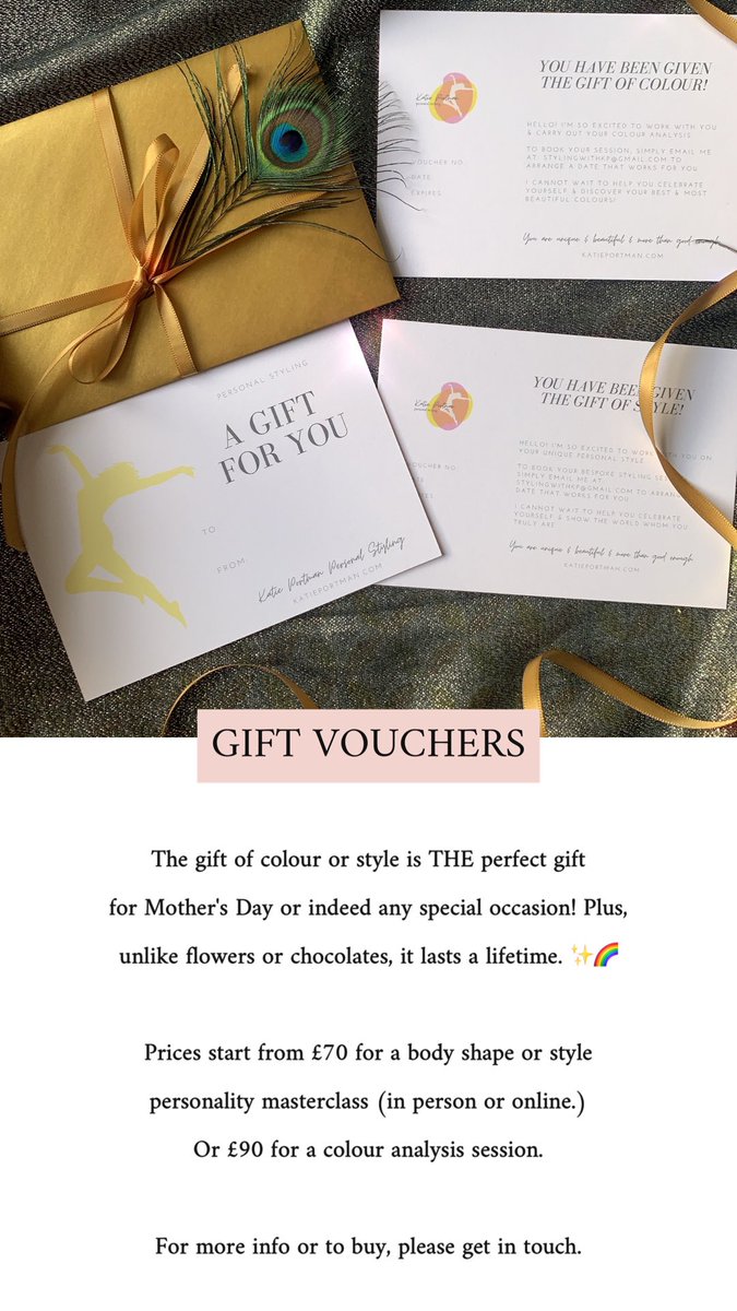 The perfect gift for Mother’s Day or any special occasion. 

Delighted to offer gift vouchers alongside my other styling services.