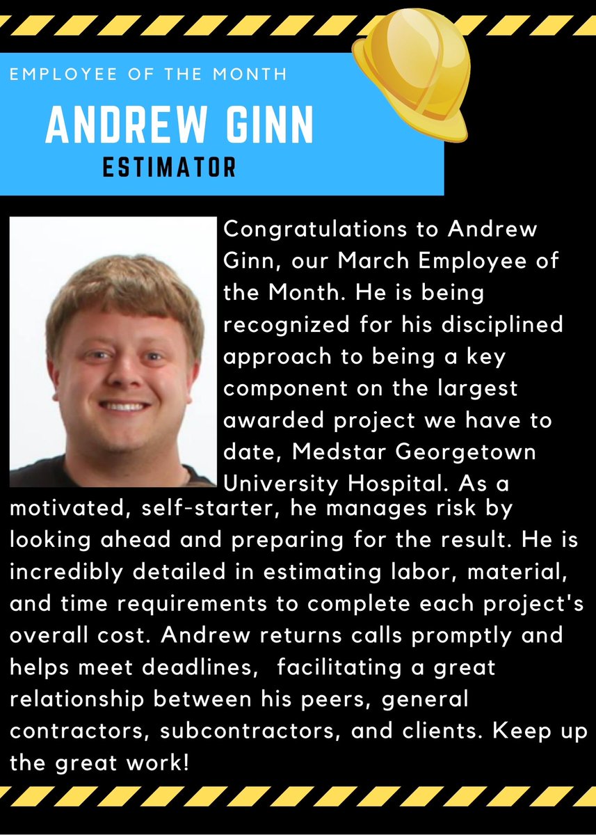 Congratulations to our March Employee of the Month, Andrew Ginn!