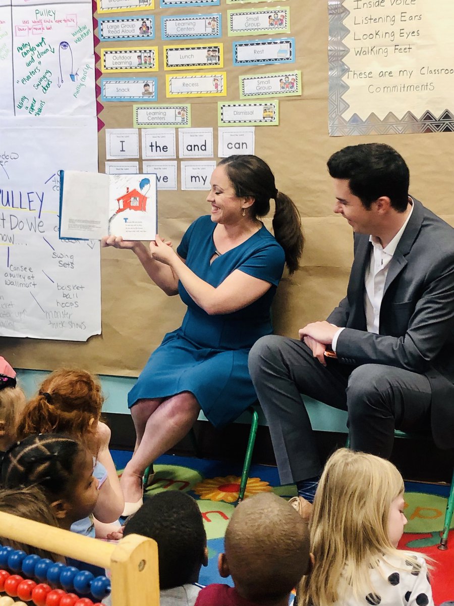 CrystalCostaB's tweet photo. Happy National #ReadAcrossAmericaDay! Here's a throwback of when @ConnorIngalls and I got to read to the little ones at The #LearningStation in #Conway one year ago today! This was our last time in a classroom before the pandemic, just crazy to think about. https://t.co/INVjJaWw9W