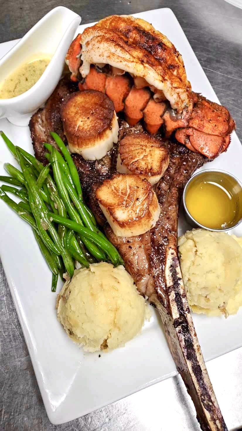 Surf 'N Turf - Tomahawk and Maine Lobster Tails - Vermont Wagyu