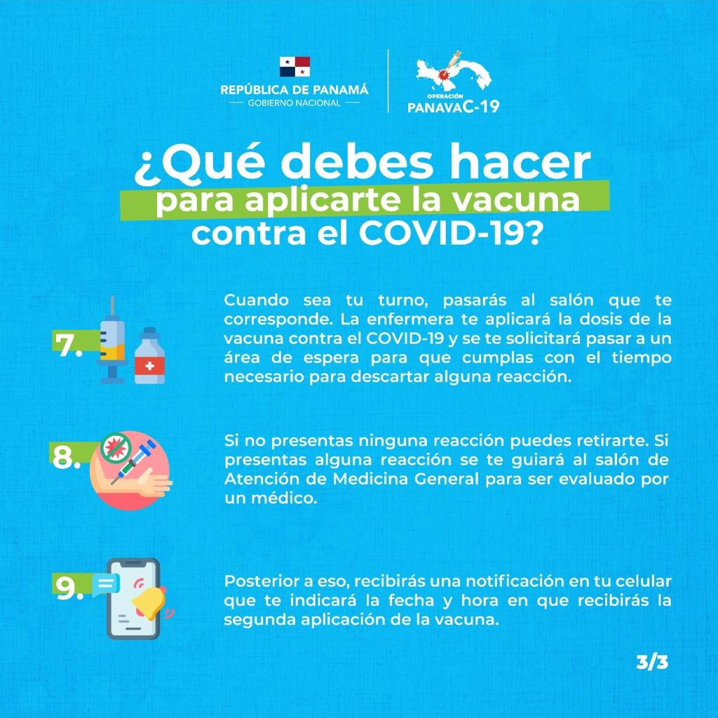 Estos son los pasos a seguir para que te apliques la vacuna contra el COVID-19. 

Para registrarte debes ingresar a la página web : vacunas.panamasolidario.gob.pa/vacunas/
#UnPanamáMejor🇵🇦