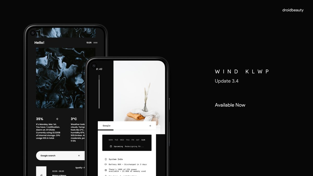 droidbeauty's tweet photo. The next stage for Wind KLWP + giveaway! 🔥🔥🔥

Update 3.4 available now 🤍
→ https://t.co/ZflCX3QpQR

Join the giveaway with 10 codes to win!
- follow @droidbeauty 
- like + RT 
- tag 2 people in the comment

Winners drawned randomly on Mar. 5th 11:00 GMT

Good luck! 😏 https://t.co/07aYrrLcEE