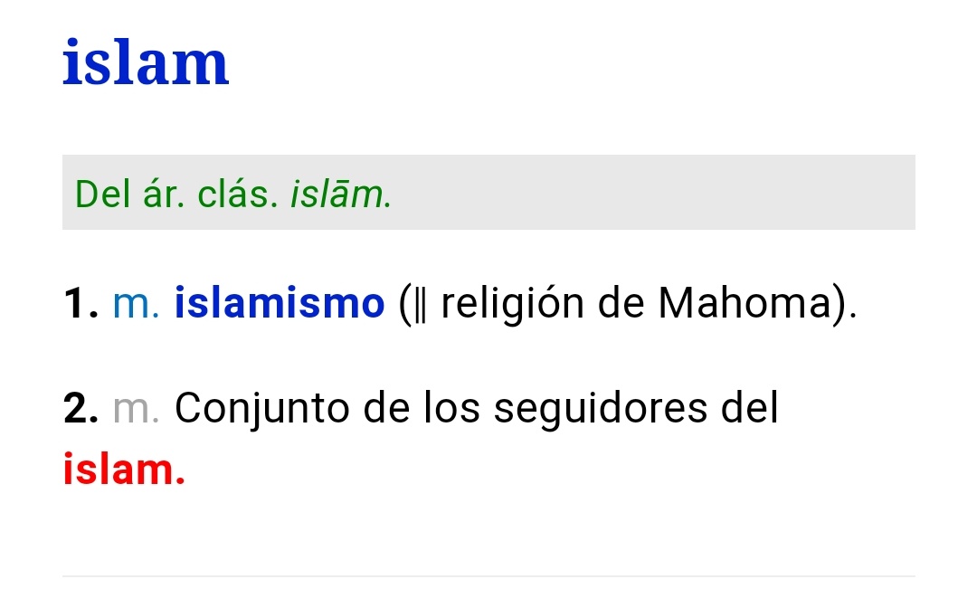 adrisanchezest's tweet photo. Me preguntan mucho sobre la complejísima definición de «islamismo» con la coletilla de «he leído en el diccionario y no me aclaro». Normal: una RAE decimonónica, influenciada de los excesivos galicismos, no ayudó para nada a aclarar el concepto, y lo confunde con «islam». https://t.co/bxVJEL4hbA