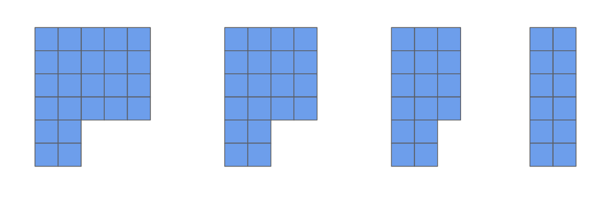There aren't many patterns with negative slopes, so teacher Stephanie shared this one. visualpatterns.org/441---460.html

How do you see the pattern?