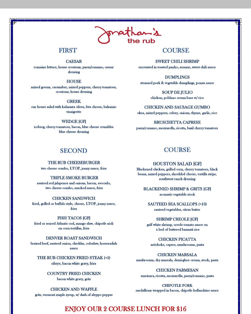 Two Courses $16 Lunch!!