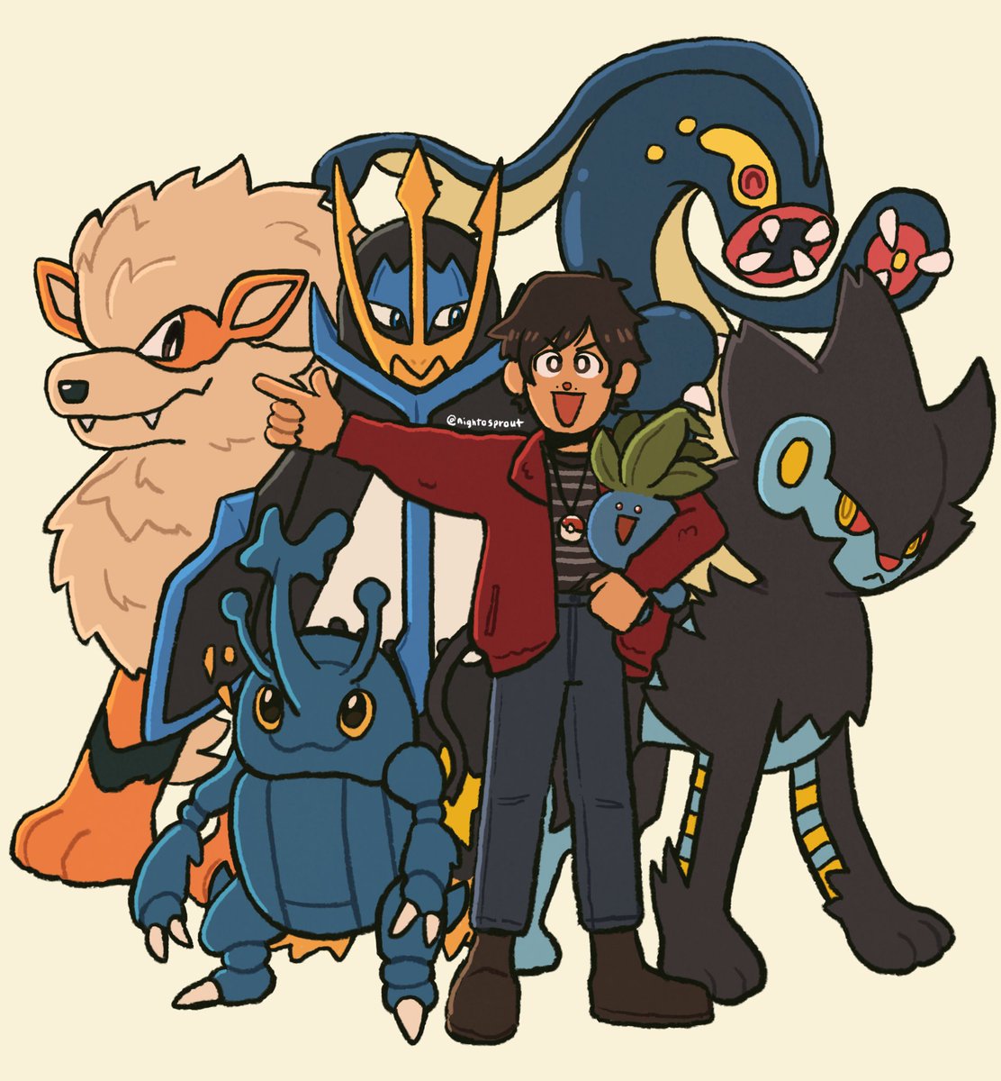 it’s the dream team babey!!! I decided to draw me and my team to celebrate #Pokemon25! ✌️🌱