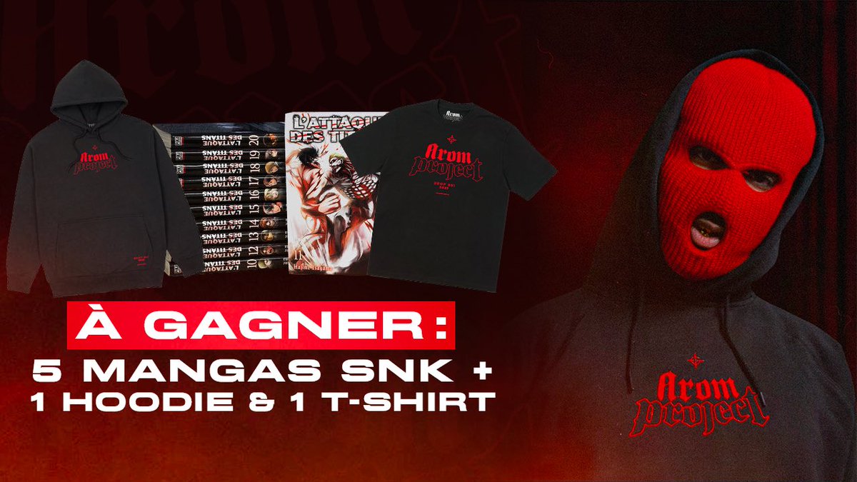 LaPvlga's tweet photo. CONCOURS 🏄‍♂️ 

5 mangas SNK + 1 Hoodie et 1 T-shirt à GAGNER !🧃

🐍 RT + FOLLOW @arom_project 

Tirage : Dans 48h ! ⏱

(Wati-bonne chance à tous) https://t.co/KojFW3hSIm