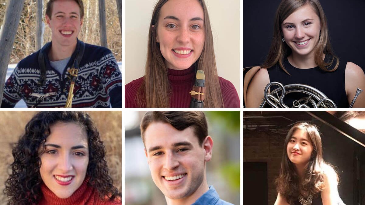 SUConservatory's tweet photo. Congrats to the 6 students who won and earned honorable mention in the 2020/21 Student Soloists Competition! 

Sean McGinley, saxophone; Erin Eady, clarinet; Scout Kirkham, horn; Elena Fierer, soprano; Anthony J. Massetto, baritone; Chen Liang, piano

https://t.co/3ra75i7pbq https://t.co/8Li5FUf06b