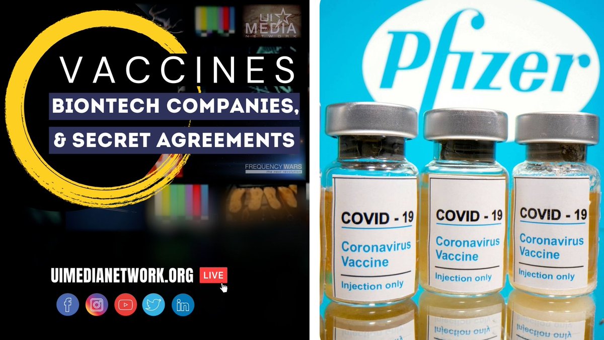 uimedianetwork's tweet photo. VACCINES, BIOTECH, COMPANIES, AND SECRET AGREEMENTS
https://t.co/kiXDV8Jhpr
#vaccines #BioNTech #secretagreement #israelgovernment #truth https://t.co/mjqGwucJUb