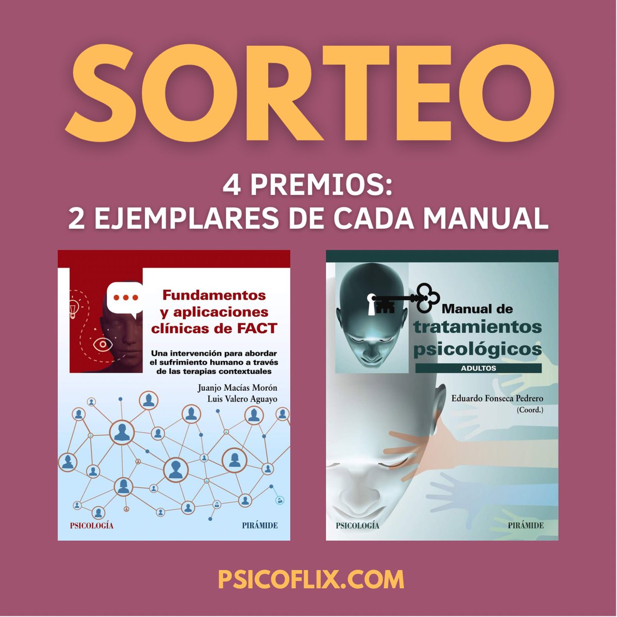 psicoflix's tweet image. SORTEO TWITTER

Con la gran acogida que le habéis dado al sorteo en Instagram y la generosidad de Ediciones Pirámide, queremos hacer otro sorteo en tw!

1. Síguenos @psicoflix 
2. Sigue a @PIR_PsicoyEdu 
3. Comenta mencionando a 2 amigos que se dediquen a la psicología
4. RT