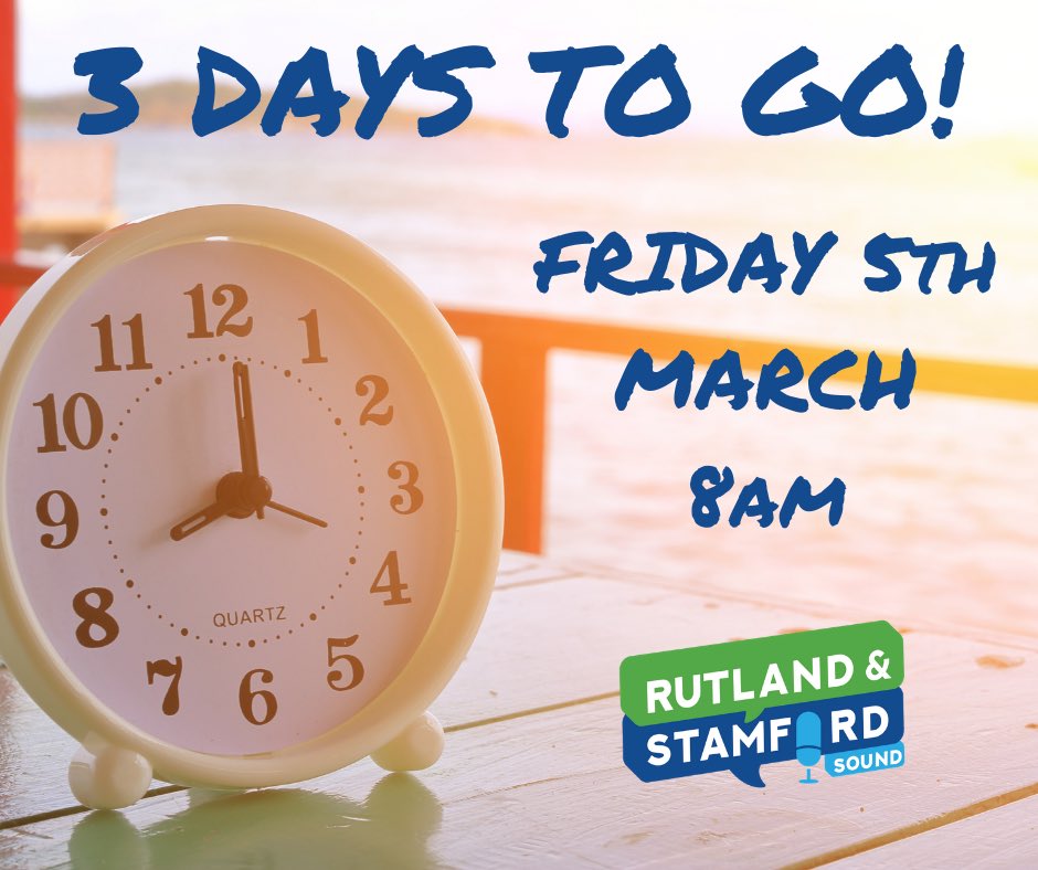 Rutland & Stamford Sound (@rutstamsound) on Twitter photo We can FINALLY reveal the news that you have all been waiting very patiently to hear....
THREE DAYS UNTIL WE LAUNCH!! β° 
π π₯³ 
#rutlandandstamfordsound #rutland #stamforduk #launchdate #localradio We can FINALLY reveal the news that you have all been waiting very patiently to hear....
THREE DAYS UNTIL WE LAUNCH!! β° 
π π₯³ 
#rutlandandstamfordsound #rutland #stamforduk #launchdate #localradio