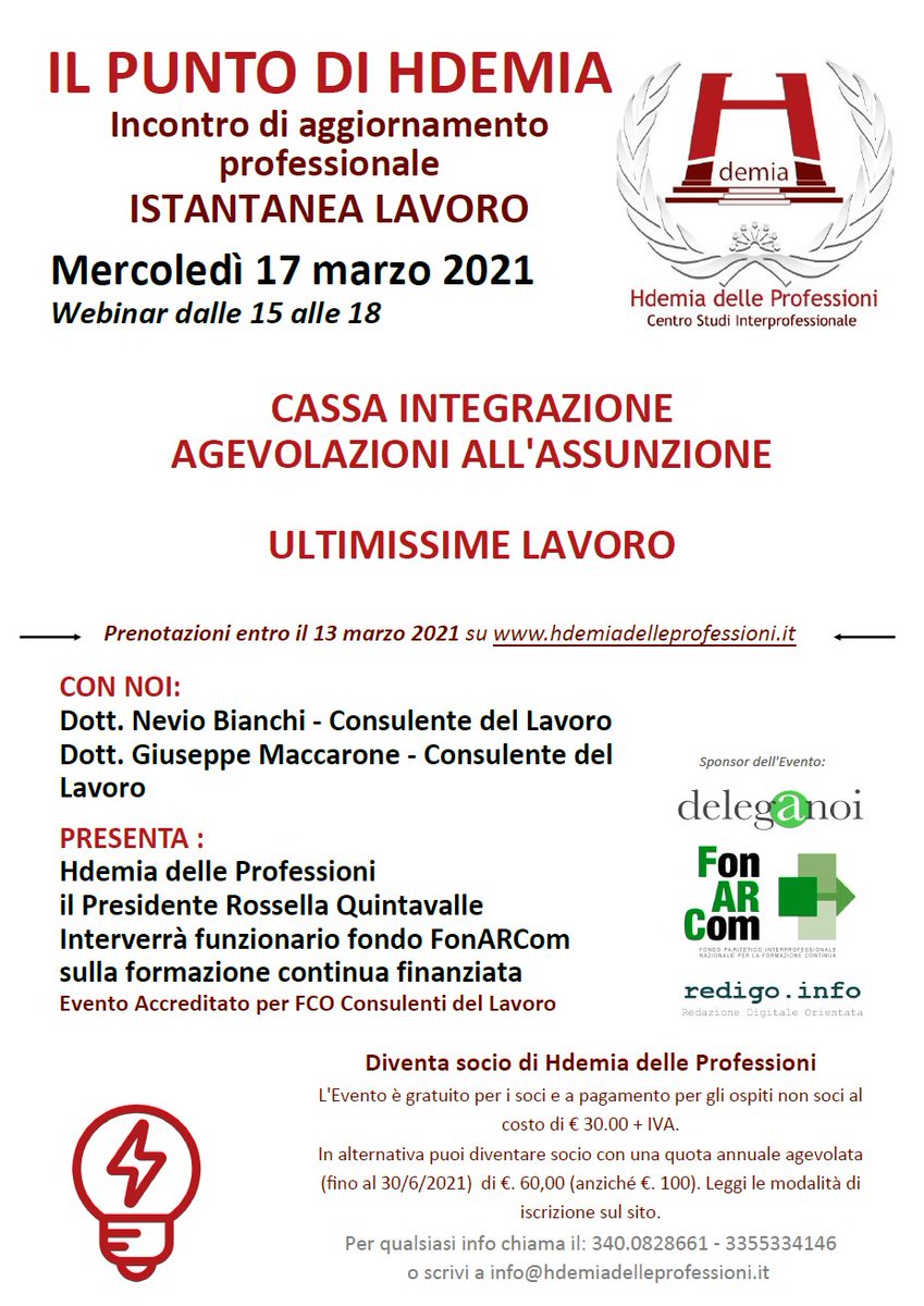 La nostra Formazione Professionale il 17 marzo 2021 è con Nevio Bianchi e Giuseppe Maccarone: Istantanea lavoro!