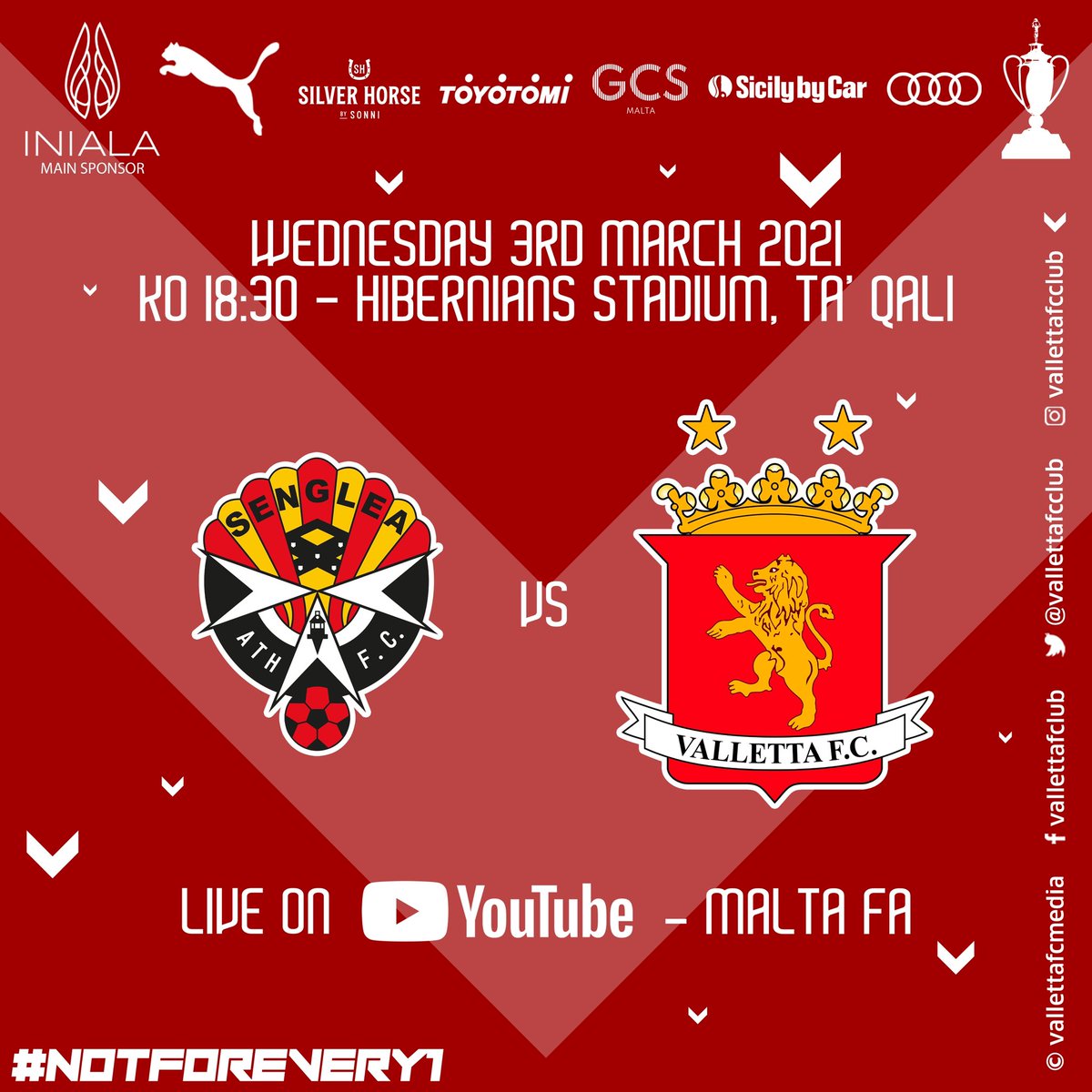 Vallettafcclub's tweet photo. FA Trophy ๐ round of 1๏ธโฃ6๏ธโฃ
#ForzaVallettaCity โช๏ธ๐ด
#NotForEvery1 ๐ฆโค๏ธ https://t.co/IFxIx3Wmk5
