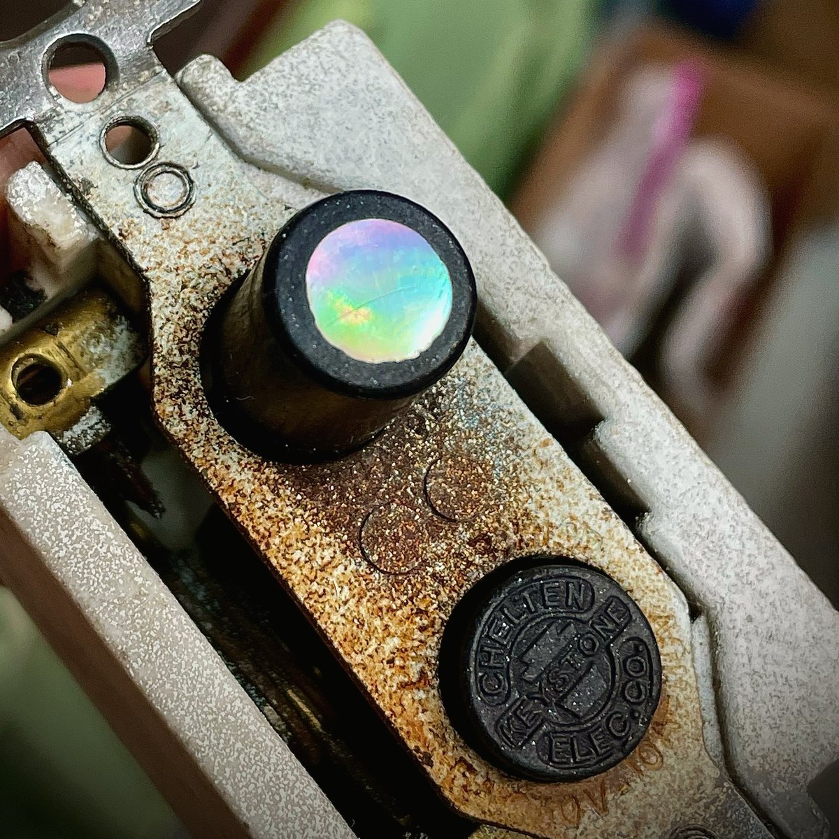 Removing paint from these switches I love. Real iridescent mother-of-pearl inlays that the reproductions cannot match. Most satisfying click action, durable mechanism and easy to rebuild.
Popular from the late 1890’s to the 1930’s.