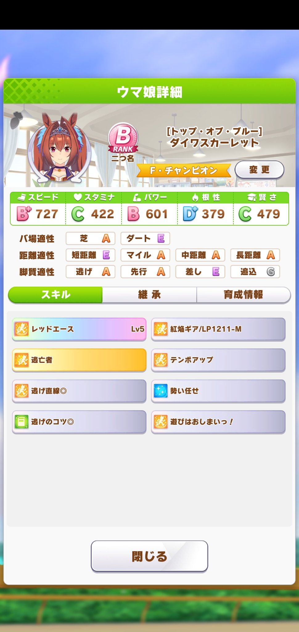 Day ウマ娘簡易育成メモ とりあえず逃げダスカちゃんは サポさんに サイレンススズカ が有れば ファイナル優勝までは行けるようになったかな 三冠取る時に2着で終わった時もコンテさせてくれないかしら ウマ娘