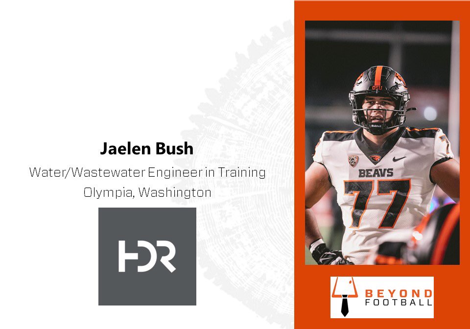 KickingBeav13's tweet photo. Recent @BeaverFootball Jaelen Bush was always a self starter and focused on his network. It paid off as he’s signed on with @HDR_Inc as a Water/Wastewater Engineer In Training! He’ll finish his Civil Engineering degree in June and start his career! #GoBeavs #OSUBF https://t.co/zxmotAkI2N