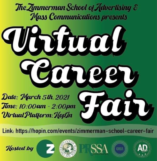 Don’t forget to register for the <a href="/USF_ZSAMC/">USF Zimmerman School</a> Virtual Career Fair happening this Friday! hopin.com/events/zimmerm…