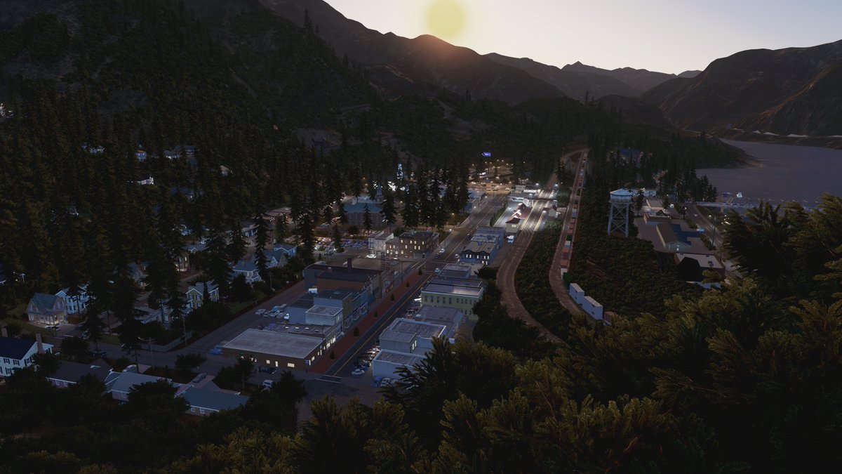 ElecSpice's tweet photo. Continued work on "Everetts County's" first town called "Pine Oaks". See my next tweet for additional detailed day and night pics...
@CitiesSkylines 
#CitiesSkylines #EverettsCounty https://t.co/66CpNGoATP