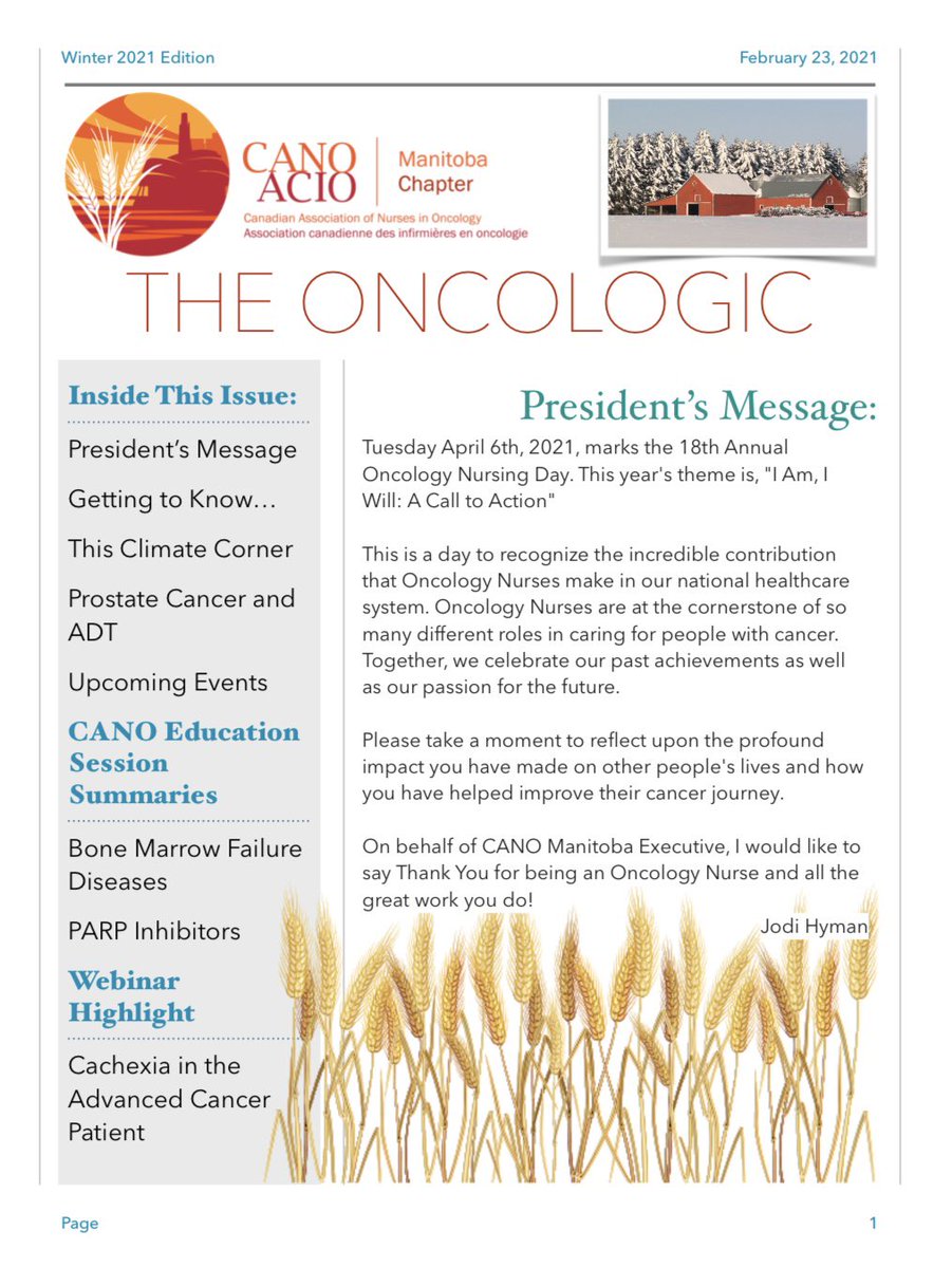 CANO_ACIO_MB's tweet photo. Check out the latest edition of The Oncologic, CANO Manitoba’s seasonal newsletter where we discuss our most recent education events, meet other CANO members, and so much more! @CANO_ACIO @CancerCareMB 

Link: https://t.co/gGKskLRayy https://t.co/Z2HzH1ViWR