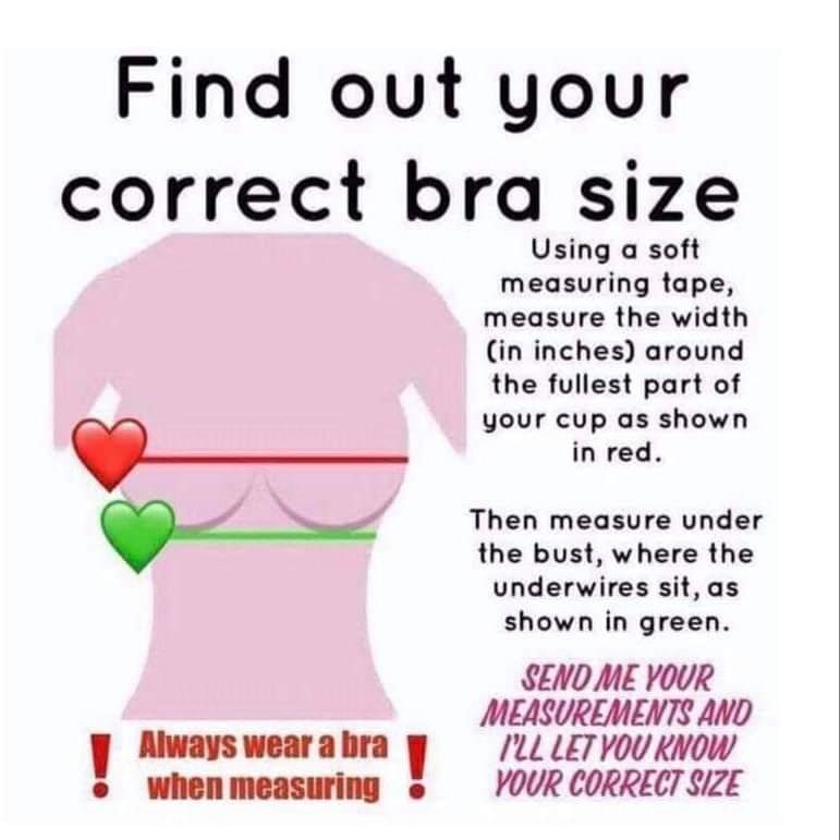 Rose Yates on X: Want to know your true bra size? All it takes is 2  measurements!! ✨ measure in inches around the fullest part of your bust❤ ✨  measure in inches