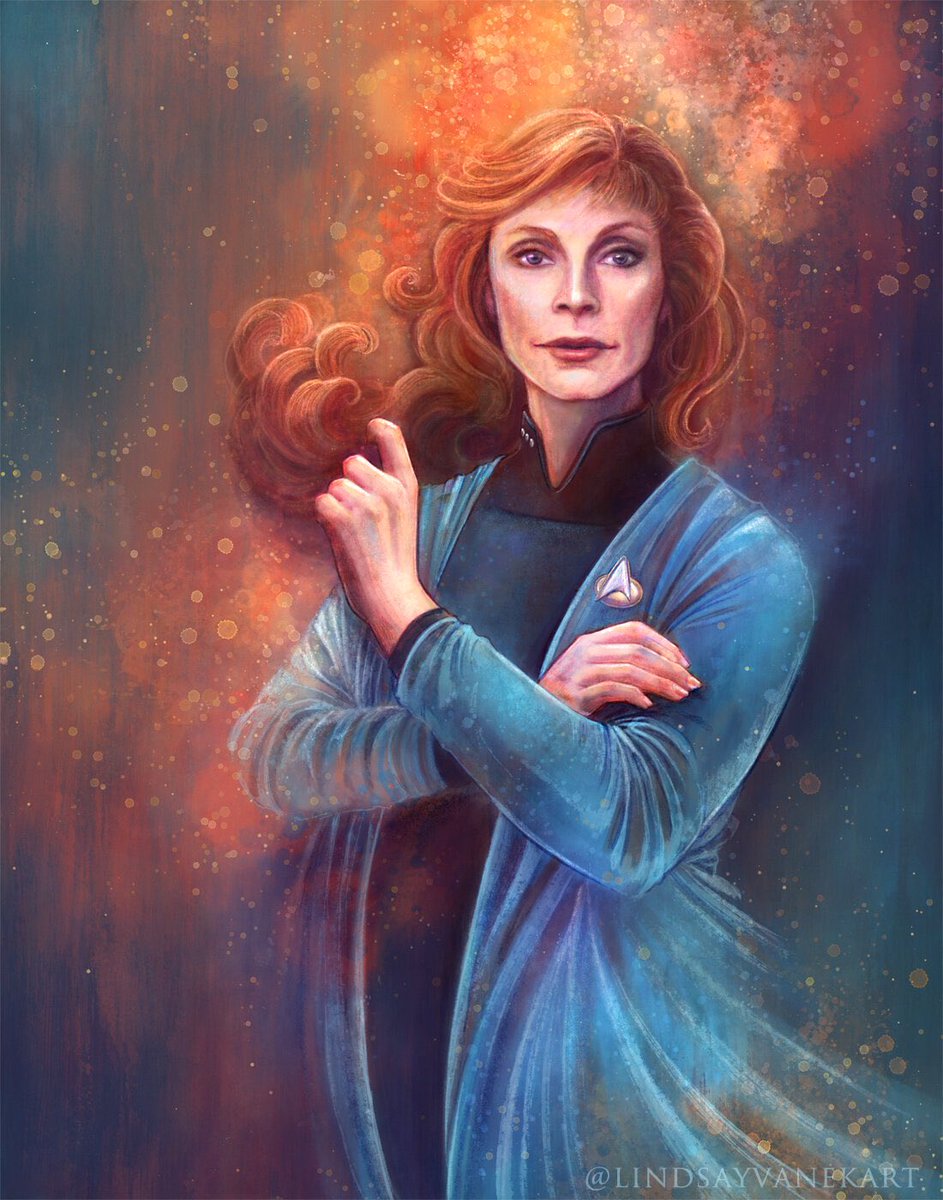 lazmarquez's tweet image. Let’s all wish @gates_mcfadden a VERY happy birthday! The gang at #WomenMakeTrek adore her &amp;amp; Beverly Crusher like artists @LindsayvanekArt &amp;amp; @RustyFiddle w/ their art tributes to our awesome doctor! See more artwork inspired by the women of #StarTrek at womenmaketrek.com
