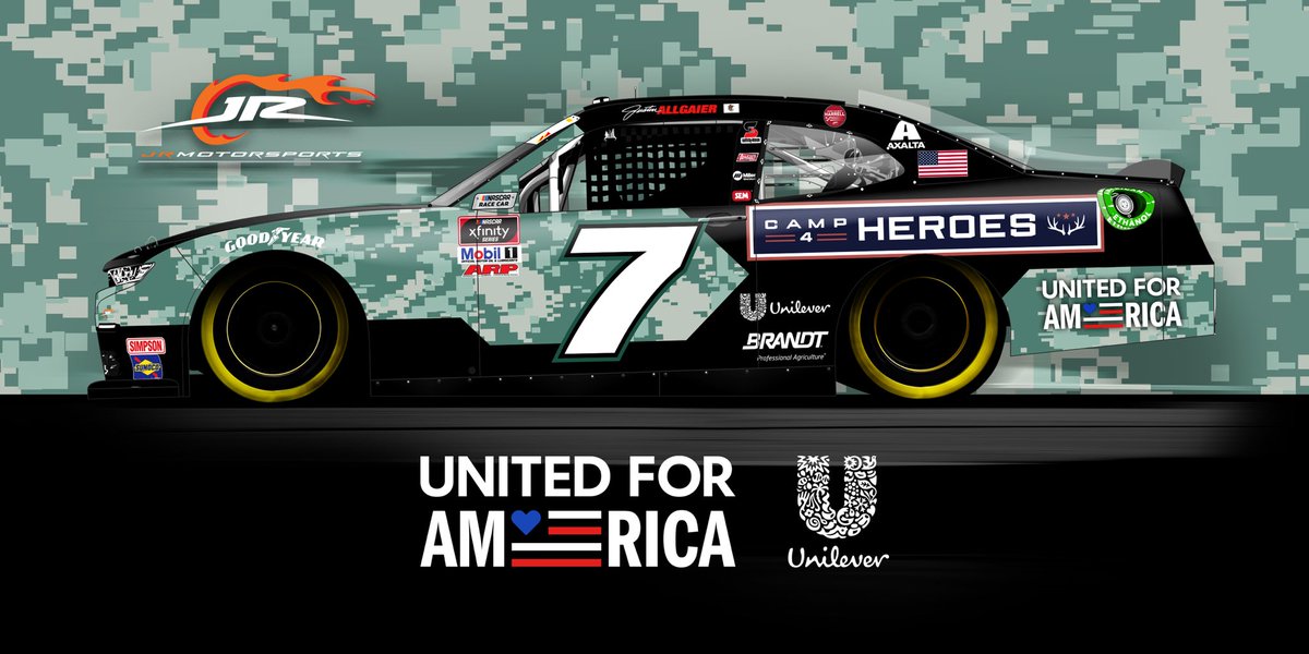 NEWS: <a href="/unileverusa/">UnileverUSA</a>, <a href="/J_Allgaier/">Justin Allgaier</a> and JRM honor military with special scheme for <a href="/CLTMotorSpdwy/">Charlotte Motor Speedway</a>. 

Full story ➡️ bit.ly/2NTgmgU
