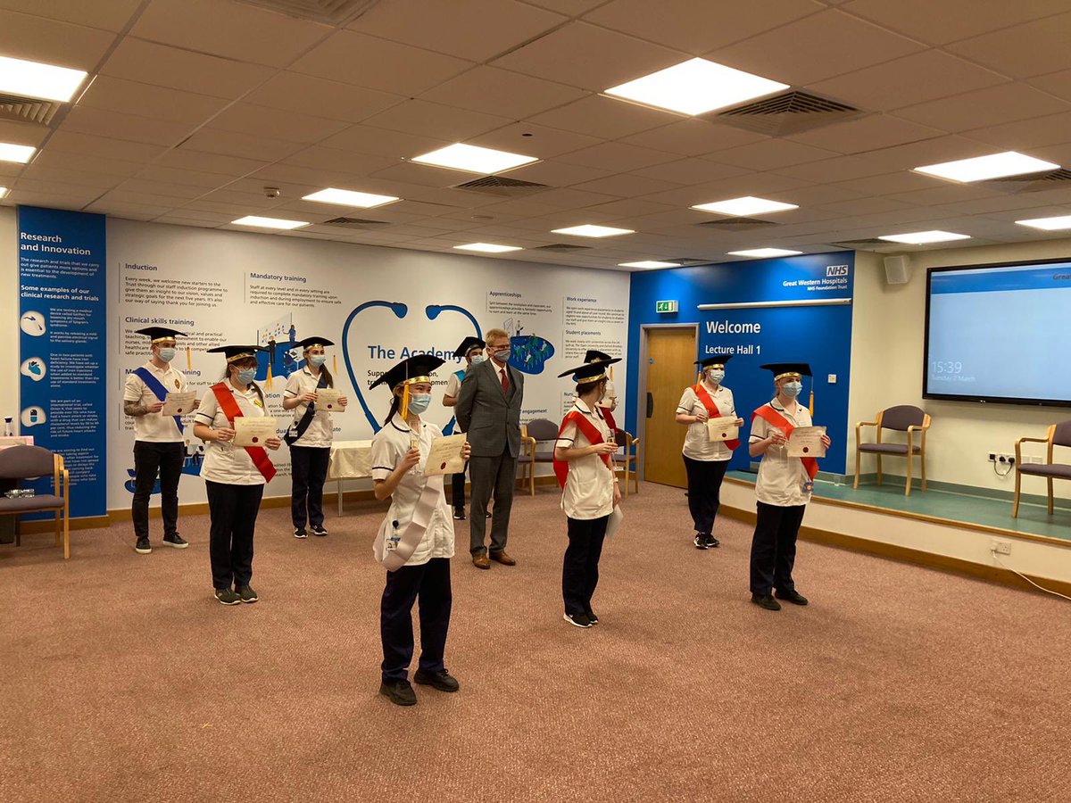 As some of our band 5’s couldn’t graduate <a href="/chelseytyler3/">Chelsey Tyler</a> <a href="/BethG1991/">Beth Board</a> and Karen J decided we should have our own! Brilliant way to celebrate them with their families/friends and everything they’ve given to our profession, team, trust and our patients! <a href="/GWH_NHS/">Great Western Hospitals NHS Foundation Trust</a>