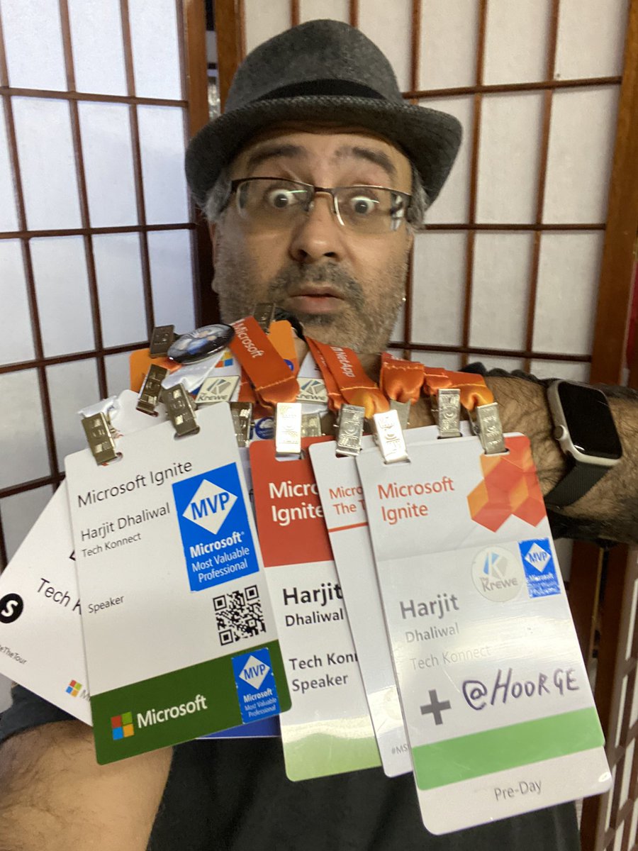 Hoorge's tweet photo. I’m all badged up for #MSIgnite 21H1. #MEMCM #WDIT #MVPBuzz #ConfigMgr #Namaste https://t.co/urQvd3uk1l