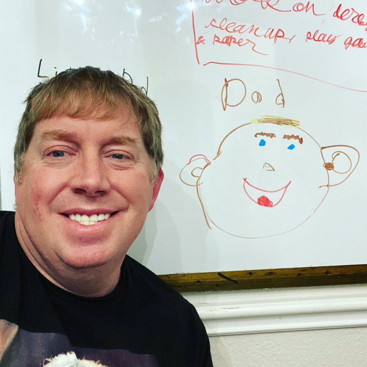 aaronesharp's tweet photo. When you’re trying to get work done, but your 7yo daughter draws a portrait of you, you stop and take a quick selfie.
#workfromhome #workfromhomedad #wfhmemes #wfhlife #dryeraseart #dryeraseportrait #drawingwithkids #kidsart #kidsarts #dadlifeisthebestlife #dadlifeistheradlife https://t.co/8Qfh4gNYSl