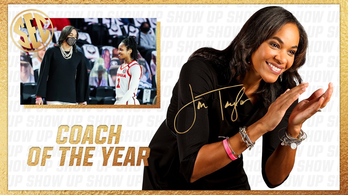 UGA_WBB's tweet photo. Your 2020-21 @SEC Coach of the Year  » @CoachJoniTaylor 

#ShowUp | #GoDawgs https://t.co/c9TUw4wDFs