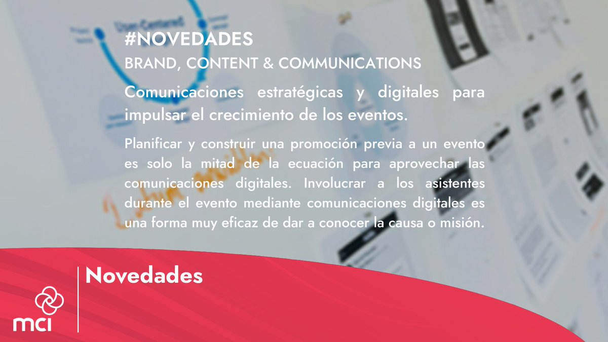 MCIgroupArg's tweet photo. NOVEDADES | Comunicaciones estratégicas y #digitales para impulsar el crecimiento de los eventos.
Descubrí cuáles son sus beneficios!
https://t.co/MBgzn9el9k
#MCIgroup #MCIArgentina #WeDesignCommunications
#DigitalEvents #Marketing #engagement https://t.co/mj5IHreTK8