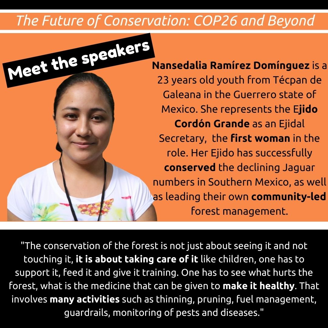XRUniversities UK 🎓🌍 (@xruniversities) on Twitter photo The Future of Conservation: COP26 and Beyond: Introducing Nansedalia Ramírez Domínguez, a representative of the Ejido Cordon Grande in Mexico.
THIS FRIDAY 5TH March, 5pm UK.
SIGN UP HERE: tinyurl.com/vmeddm22
<a href="/ifnotus_thenwho/">If Not Us Then Who</a> <a href="/insightshare/">InsightShare</a> <a href="/Survival/">Survival International</a> <a href="/alianzabosques/">AMPB</a> The Future of Conservation: COP26 and Beyond: Introducing Nansedalia Ramírez Domínguez, a representative of the Ejido Cordon Grande in Mexico.
THIS FRIDAY 5TH March, 5pm UK.
SIGN UP HERE: tinyurl.com/vmeddm22
<a href="/ifnotus_thenwho/">If Not Us Then Who</a> <a href="/insightshare/">InsightShare</a> <a href="/Survival/">Survival International</a> <a href="/alianzabosques/">AMPB</a>