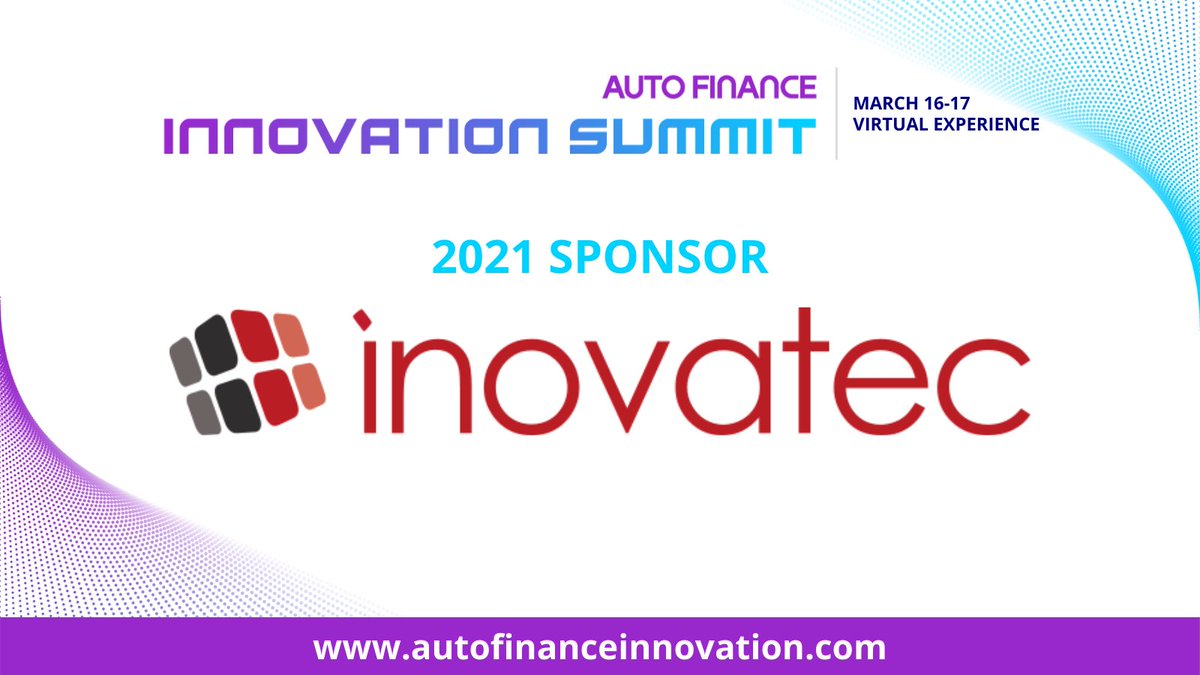 Thank you <a href="/inovatecSystems/">Inovatec</a> for being a Sponsor of the Auto Finance Innovation Summit virtual experience! Learn more about this year’s event here: bit.ly/3ibaVod #AFInnovation21
