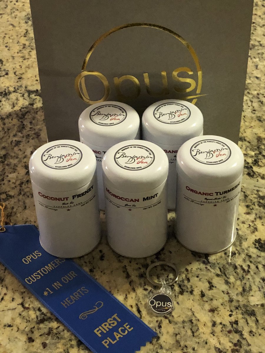 Getting my fix of tasty loose leaf teas from the awesome  <a href="/OpusCoffee/">Opus Coffee</a>.  Thanks for the home delivery and the swag!