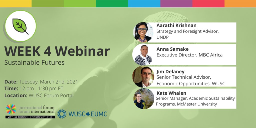 Today at 12 pm, come and hear from @akrishnan23 <a href="/anna_samake/">Tenemba Anna Samake</a> <a href="/k8whalen/">Kate Whalen, PhD</a>'s perspectives on  #asustainablefuture at this last #WUSCForum webinar! <a href="/McMasterU/">McMaster University</a> bit.ly/3q4Bmy9