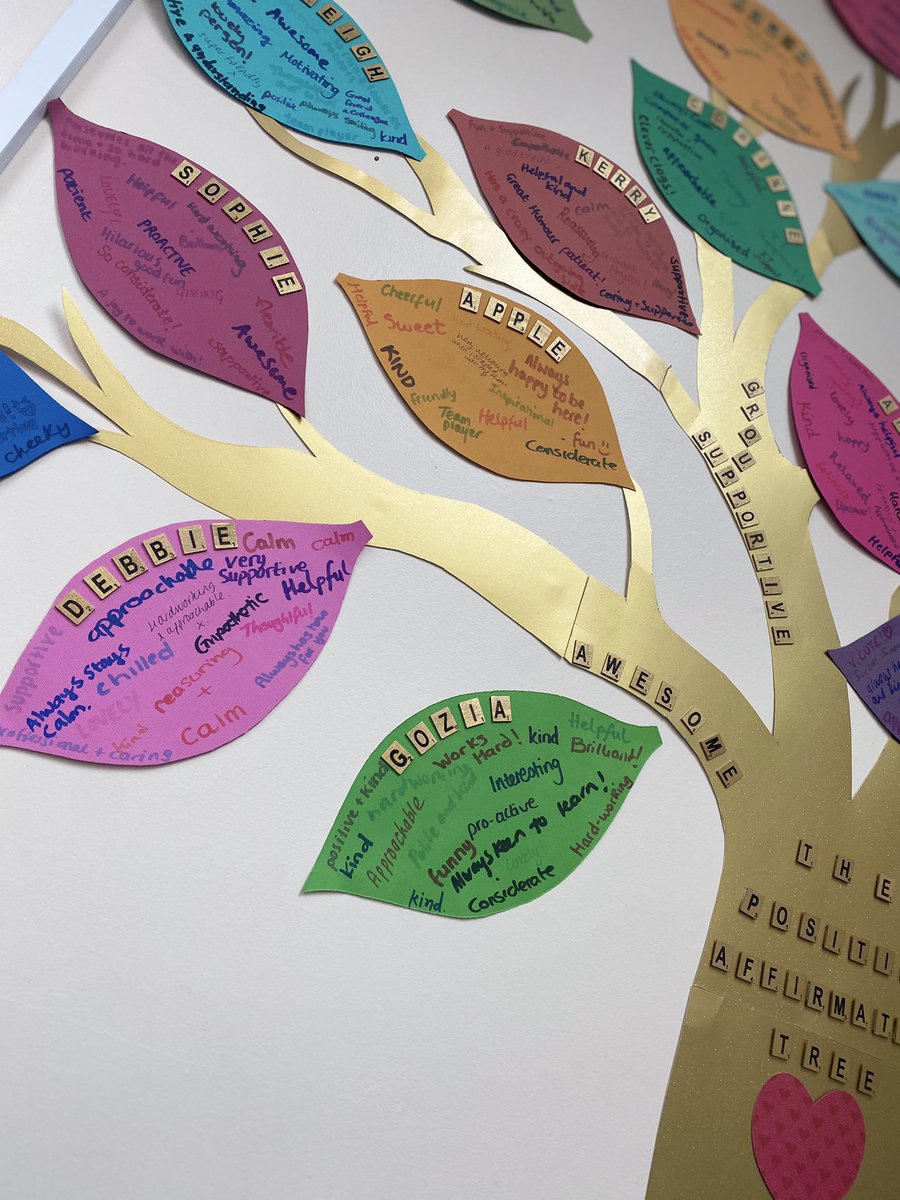 sashalopezpt's tweet photo. Our amazing OT Laura Brown put this idea together, and it really has lifted everyone’s spirits! #positiveaffirmationtree #bekind #teamwork #nhs @ESNEFT_AHPs @Team_ESNEFT https://t.co/GYhwwqVG5z