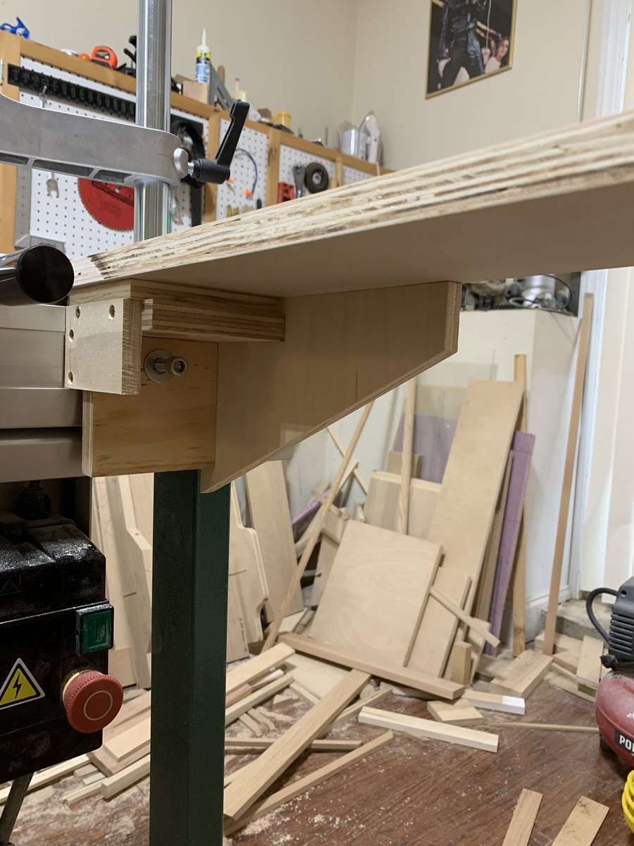 anthony_scolaro's tweet photo. The beginnings of a parallel jig for the @Grizzly sliding table saw. A t-track with a stop block system will be installed on top next. #slidingtablesaw #woodworking #jigs https://t.co/U4l4DoR2ry