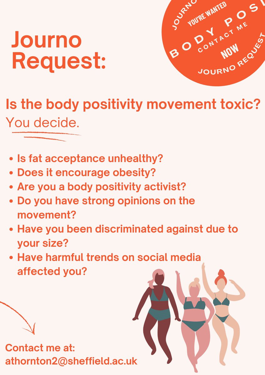 athorn20's tweet photo. Is the body positivity movement toxic? I want to hear your thoughts. Looking to speak with people who are personally affected by the topic and passionate. #JournoRequest #bodypositivitymovement #bodypositivity https://t.co/VbI8cWddKr